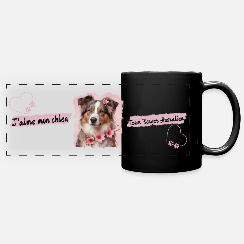 PINK AUSTRALIAN SHEPHERD MUG - Full Colour Panoramic Mug - black