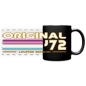 Mehrfarbige Retro-Streifen 72 - Panorama-Tasse farbig - Schwarz - Vorne