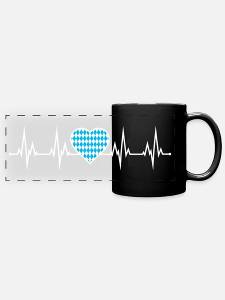 Bayern Herzschlag EKG - Panorama-Tasse farbig - Schwarz