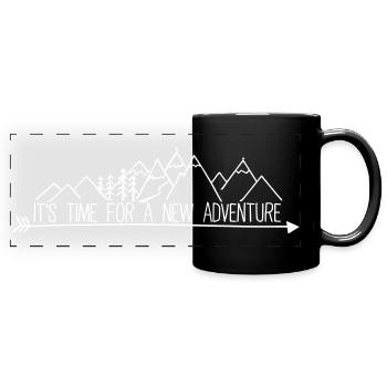 It's time for a new adventure! Abenteuer wartet - Panorama-Tasse farbig - Schwarz - Vorne