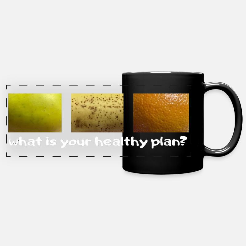 Gesunder Plan - Panorama-Tasse farbig - Schwarz