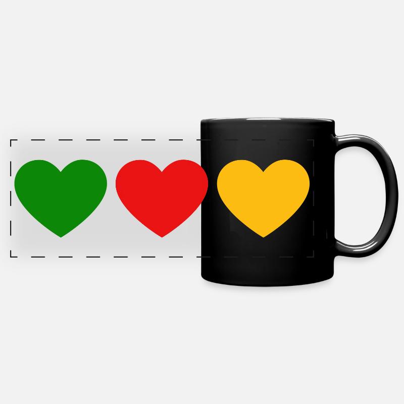 Green red yellow hearts standard - Full Colour Panoramic Mug - black