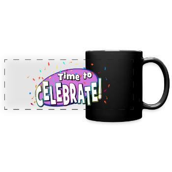 Festive Confetti Explosion - Full Colour Panoramic Mug - black - Front