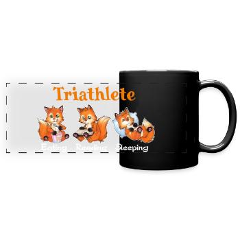 Triathlete Eating Reading Sleeping - Cute Fox - Panorama-Tasse farbig - Schwarz - Vorne