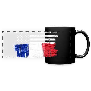 Pinsel Flagge Fusion Sterne und Trikolore - Panorama-Tasse farbig - Schwarz - Vorne