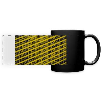 Wohnblock, schwarz und gelb - Panorama-Tasse farbig - Schwarz - Vorne
