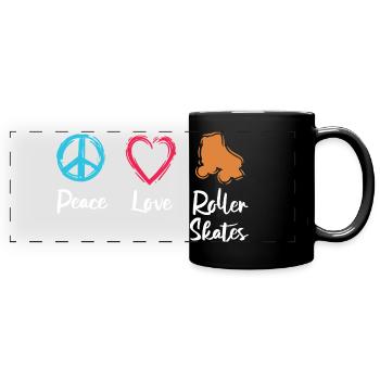 Frieden Liebe Rollerskates - Panorama-Tasse farbig - Schwarz - Vorne