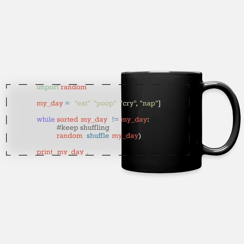 Lustiger Python-Code über den Alltag, Baby - Panorama-Tasse farbig - Schwarz