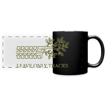Leave Only Tracks Tree Tire Tread Art - Full Colour Panoramic Mug - black - Front