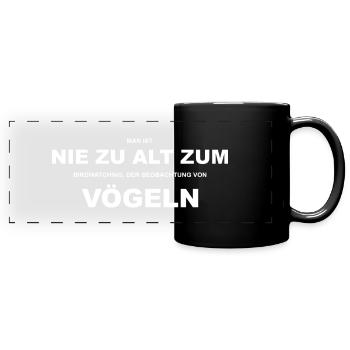 Vogelbeobachter Birdwatching lustige Sprüche Vögel - Panorama-Tasse farbig - Schwarz - Vorne