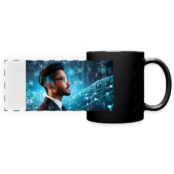 a nerd in the digital world - Full Colour Panoramic Mug - black - Front