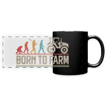 Geboren für Farm Evolution Farmer Tractor - Panorama-Tasse farbig - Schwarz - Vorne