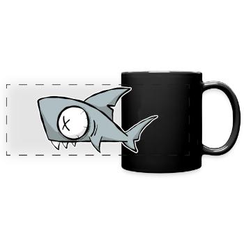 DRÔLE de REQUIN. STYLE BANDE DESSINÉE POUR L’ÉTÉ, LA PLAGE, LA MER - Mug panoramique uni - noir - Devant