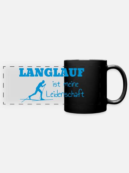Langlaufen / Langlauf / eislaufen / Langläufer - Panorama-Tasse farbig - Schwarz