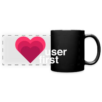UX Designer T-Shirt, User first, Rosa - Panorama-Tasse farbig - Schwarz - Vorne