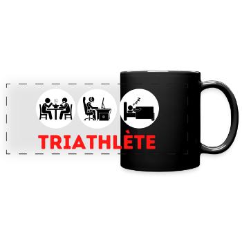 Triathlète sport humour geek cadeau - Mug panoramique uni - noir - Devant
