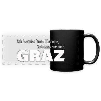 Therapie GRAZ - Panorama-Tasse farbig - Schwarz - Vorne