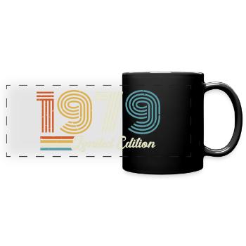 47. Geburtstag 1979 Jahrgang 1979  - Panorama-Tasse farbig - Schwarz - Vorne