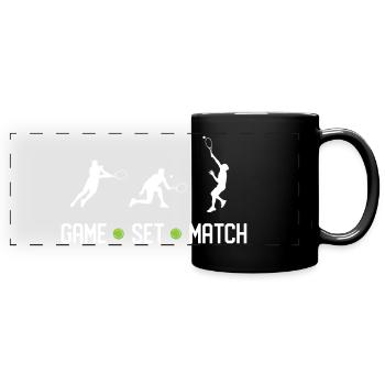 Tennis - Spiel Set Match - Panorama-Tasse farbig - Schwarz - Vorne