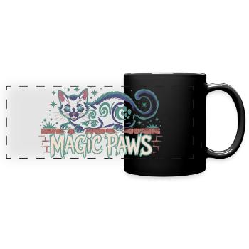 Enchanted Cat Magic Design - Full Colour Panoramic Mug - black - Front