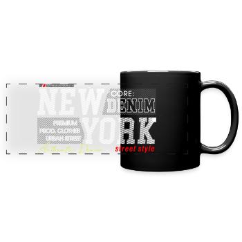 New Yorker Streetstyle Denim-Design - Panorama-Tasse farbig - Schwarz - Vorne