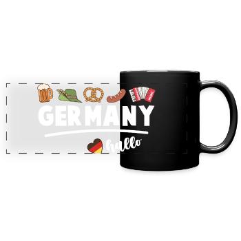 Drapeau de l’Allemagne Bière Bretzel Saucisse Allemagne - Mug panoramique uni - noir - Devant