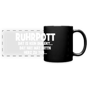 Ruhrpott - Dat hat wat mittn Herz zu tun - Panorama-Tasse farbig - Schwarz - Vorne