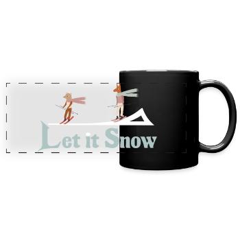 Illustration de l’hiver Laisse neiger - Mug panoramique uni - noir - Devant