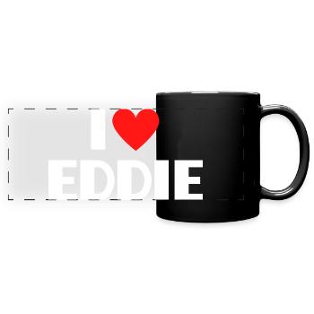 J’adore Eddie Red Heart Déclaration rétro - Mug panoramique uni - noir - Devant