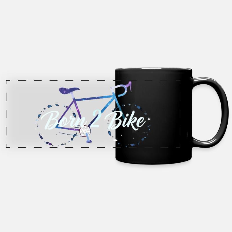 « Born 2 Bike » Conception de vélo céleste - Mug panoramique uni - noir