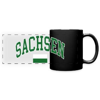 Sachsen Flagge - Panorama-Tasse farbig - Schwarz - Vorne