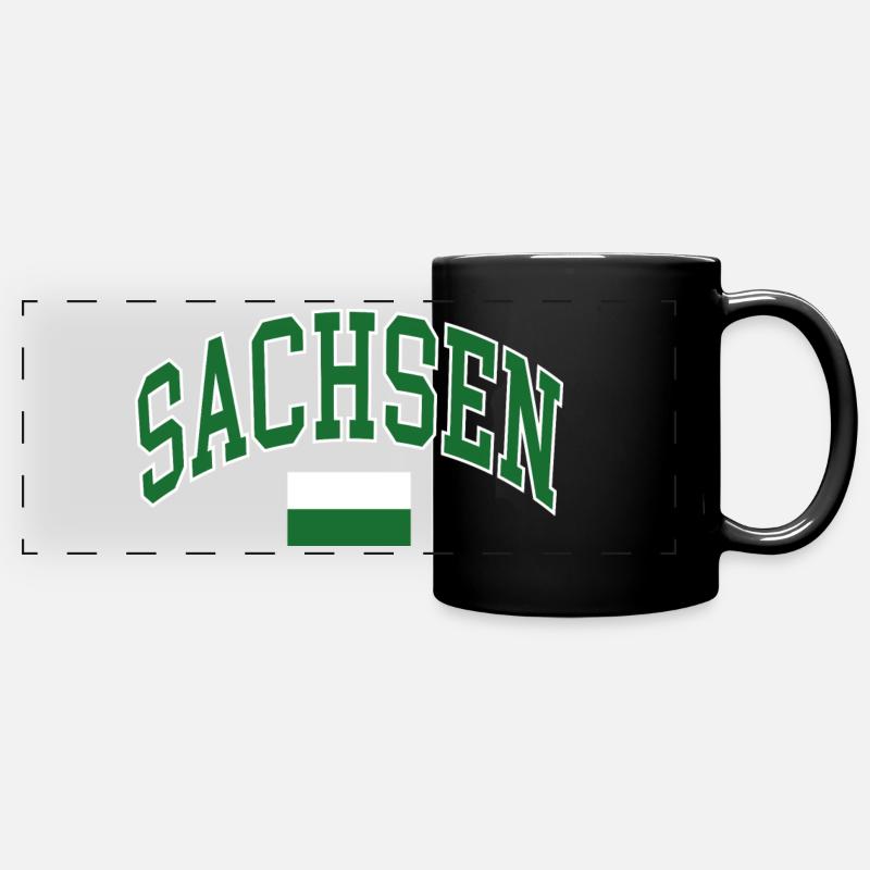 Sachsen Flagge - Panorama-Tasse farbig - Schwarz