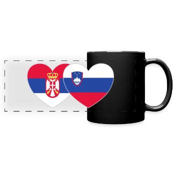 Serbie Slovénie Drapeau Coeur - Mug panoramique uni - noir - Devant