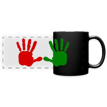 Iran - Main rouge - main de sang - BLOODY HAND - Mug panoramique uni - noir - Devant