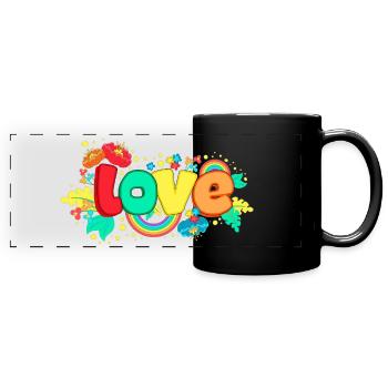 L’amour et les fleurs - Mug panoramique uni - noir - Devant