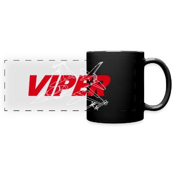 F-16 Viper / Fighting Falcon Düsenjäger / F16 - Panorama-Tasse farbig - Schwarz - Vorne