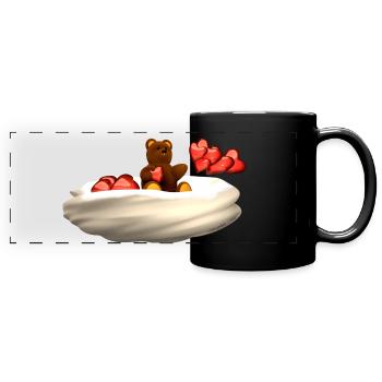 Bear flies on cloud with hearts - Full Colour Panoramic Mug - black - Front
