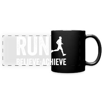Marathon - Run. Believe. Achieve. - Full Colour Panoramic Mug - black - Front
