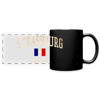 Strasbourg - Drapeau de la France - Mug panoramique uni - noir - Devant