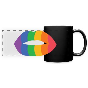 Rainbow Lips Impression d’art - Mug panoramique uni - noir - Devant