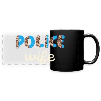 Polizei Frau Leopardenmuster - Panorama-Tasse farbig - Schwarz - Vorne