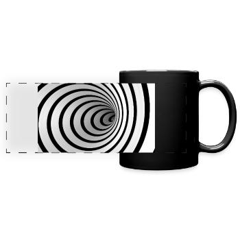 Black and White Spiral Vortex - Full Colour Panoramic Mug - black - Front
