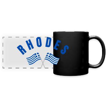 Drapeaux grecs de Rhodes croisés - Mug panoramique uni - noir - Devant