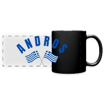 Andros Crossed Greek Flags  - Full Colour Panoramic Mug - black - Front