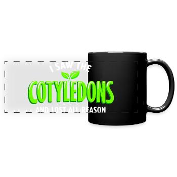 Keimblätter gesehen | Microgreens Humor - Panorama-Tasse farbig - Schwarz - Vorne