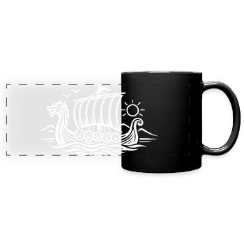 Navire viking - Mug panoramique uni - noir - Devant