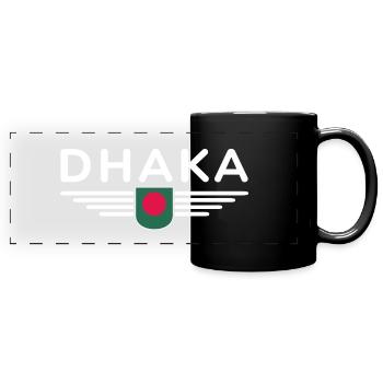 Dhaka Design – Herz Bangladeschs - Panorama-Tasse farbig - Schwarz - Vorne