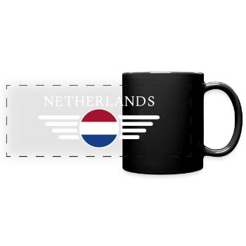 Niederlande T-Shirt: Kanäle, Freiheit - Panorama-Tasse farbig - Schwarz - Vorne
