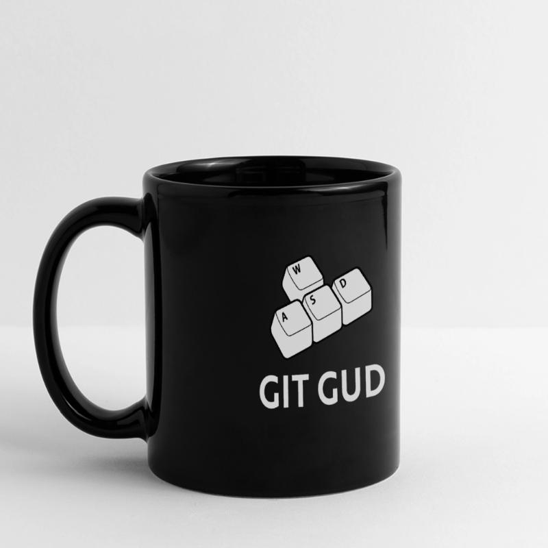 Git gud oder weggehen Panorama-Tasse farbig