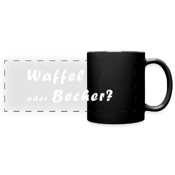 Eisdiele - Waffel oder Becher für's Eis - Panorama-Tasse farbig - Schwarz - Vorne